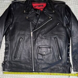 Z1R 9mm Black Leather Biker Jacket Men’s XL